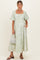 Sage Puff Sleeve Smocked Waist Maternity Midi Dress