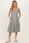 Black Striped Tiered Maternity Overall Dress