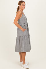Black Striped Tiered Overall Dress