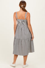 Black Striped Tiered Overall Dress