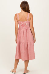 Red Striped Tiered Overall Dress
