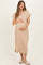 Camel Striped Button Detail Maternity Midi Dress