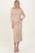 Beige Bow Shoulder Knit Dress
