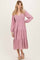 Dusty Rose Smocked Long Sleeve Midi Dress