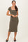 Olive Square Neck Basic Midi Dress