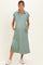 Sage Collared Oversized Maternity Midi Dress