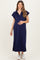 Navy Collared Oversized Maternity Midi Dress