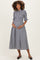 Black Gingham Smocked Button Down Maternity Midi Dress