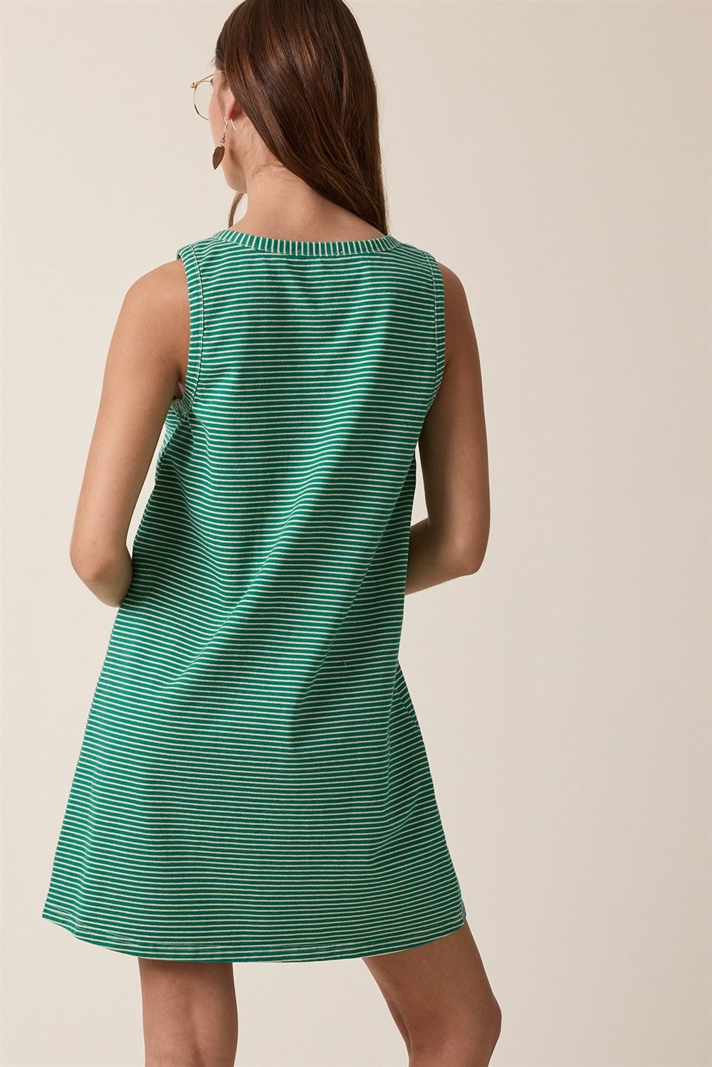 Green Striped Mini Tank Dress