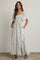 Off White Floral Smocked Flutter Sleeve Midi Dress