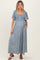Grey Floral Smocked Flutter Sleeve Maternity Midi Dress