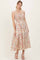 Cream Floral Smocked Ruffle Detail Midi Dress