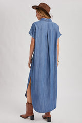 Blue Chambray Button Down Shirt Dress