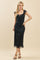 Black Floral Mesh Front Tie Cutout Midi Dress