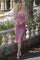 Pink Floral Mesh Front Tie Cutout Midi Dress