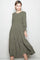 Olive Textured Stripe Smocked Midi Dress