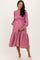 Mauve Textured Stripe Smocked Maternity Midi Dress