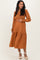 Copper Textured Stripe Smocked Maternity Midi Dress