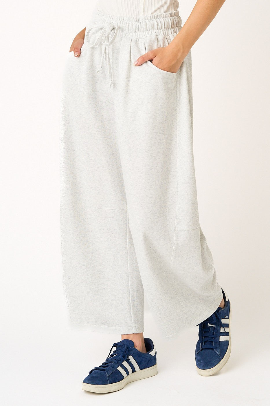 Ivory Barrel Leg Terry Sweatpants