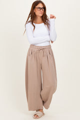 Taupe Barrel Leg Terry Maternity Sweatpants