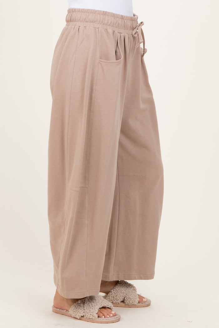 Taupe Barrel Leg Terry Sweatpants