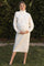 Cream Waffle Knit High Neck Sweater Skirt Maternity Set