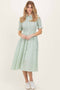 Sage Gingham Smocked Button Down Midi Dress