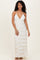 Cream Satin Plisse V-Neck Maxi Dress