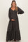 Black Floral Button Accent Long Sleeve Maternity Maxi Dress