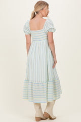 Lime Stripe Sweetheart Neckline Midi Dress