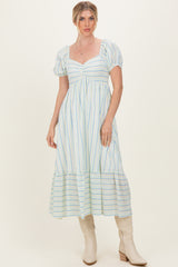 Lime Stripe Sweetheart Neckline Midi Dress