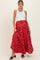 Red Floral Tiered Maternity Maxi Skirt
