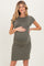 Olive Side Ruched Short Sleeve Maternity Mini Dress