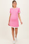 Pink Ribbed Knit Ruffle Trim Maternity Mini Dress