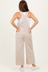 Light Taupe Gingham Denim Overalls