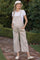 Light Taupe Gingham Maternity Denim Overalls
