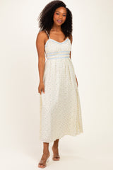 Cream Floral Contrast Trim Sleeveless Maternity Maxi Dress