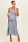 Light Blue Floral Contrast Trim Sleeveless Maternity Maxi Dress