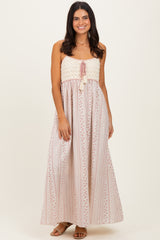Dusty Pink Bohemian Dream Crochet Cotton Maxi Dress