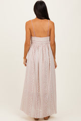Dusty Pink Bohemian Dream Crochet Cotton Maxi Dress