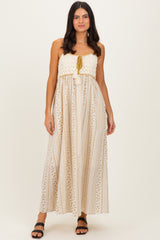 Gold Bohemian Dream Crochet Cotton Maxi Dress