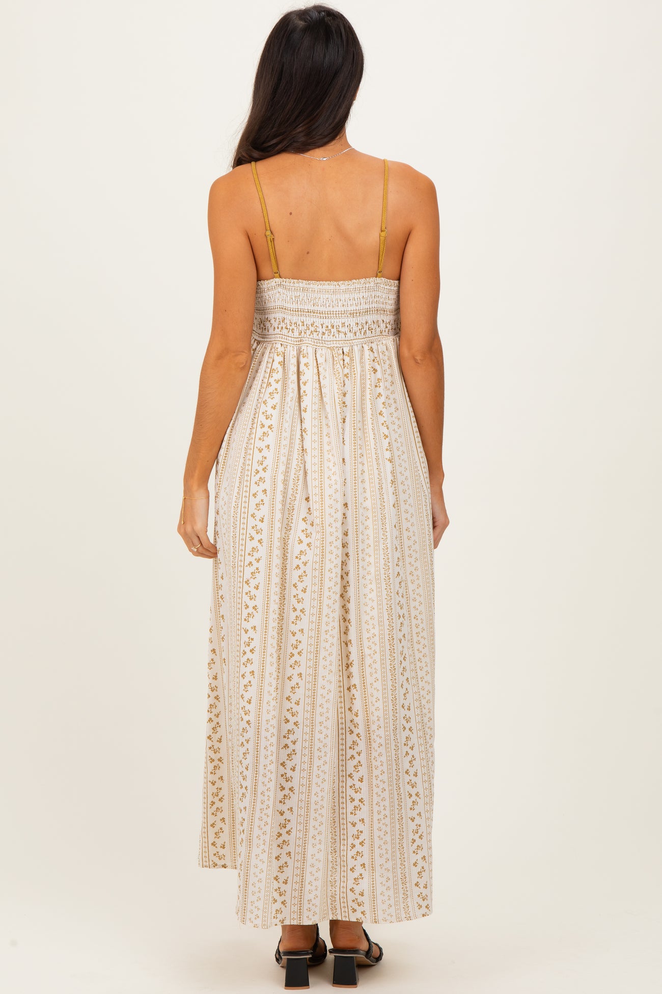 Gold Bohemian Dream Crochet Cotton Maxi Dress