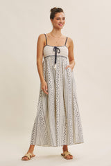 Navy Bohemian Dream Crochet Cotton Maxi Dress