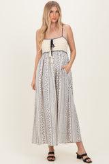 Navy Bohemian Dream Crochet Cotton Maxi Dress