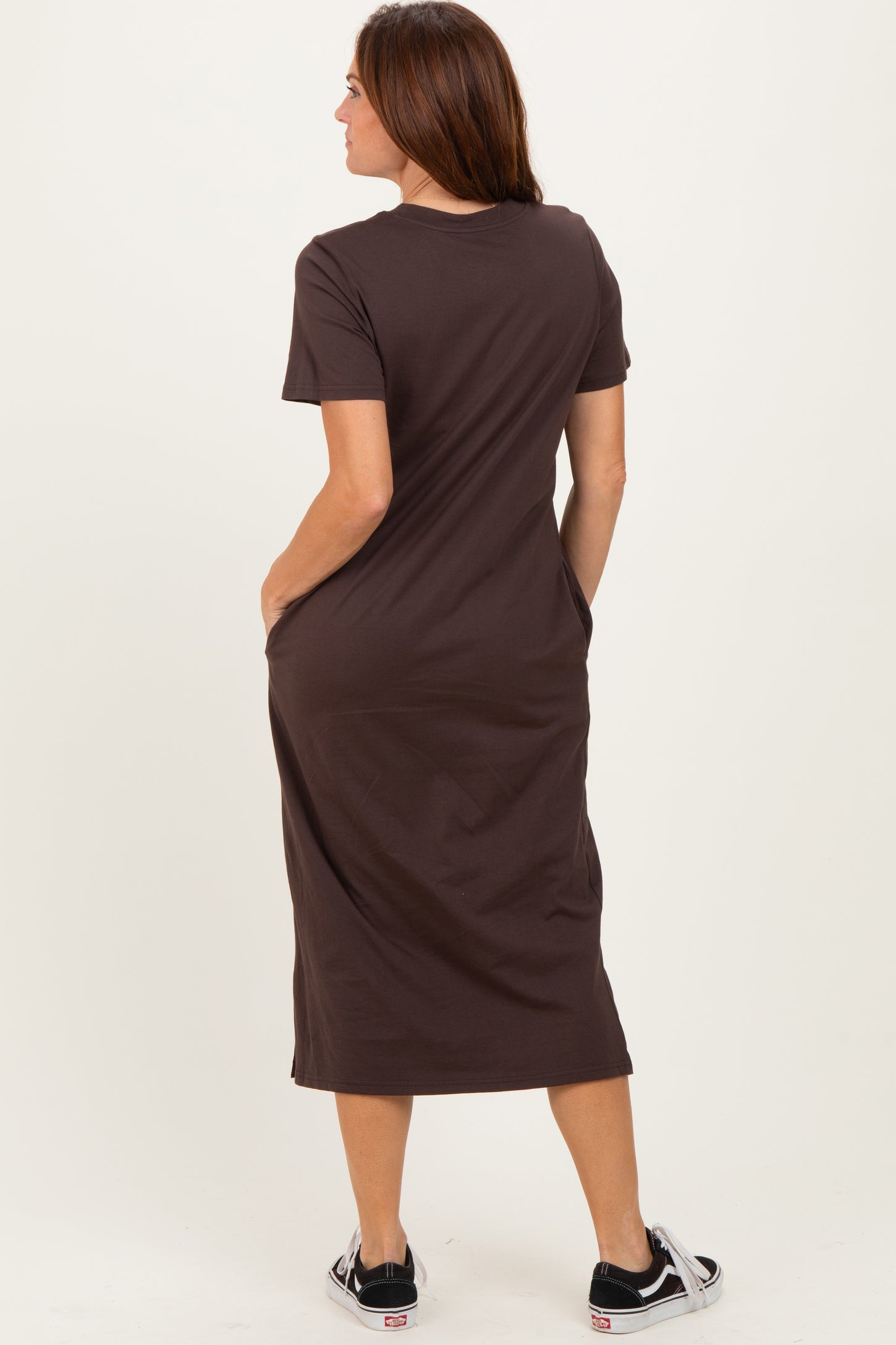 Dark Chocolate Cotton T-Shirt Midi Dress