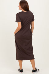 Dark Chocolate Cotton T-Shirt Midi Dress