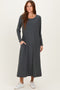 Olive Relaxed Fit Long Sleeve Basic Dress
