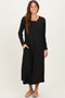 Black Relaxed Fit Long Sleeve Basic Dress