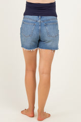 Blue Denim Longer Length Stretch Shorts