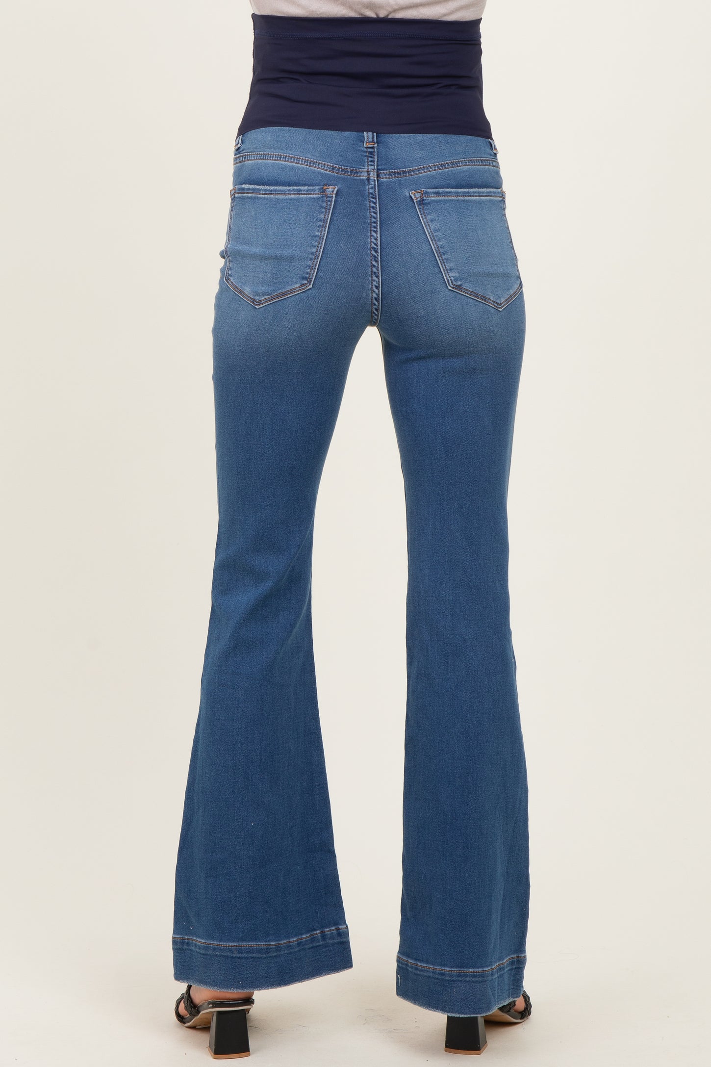 Blue Wide Hem Maternity Flare Jeans